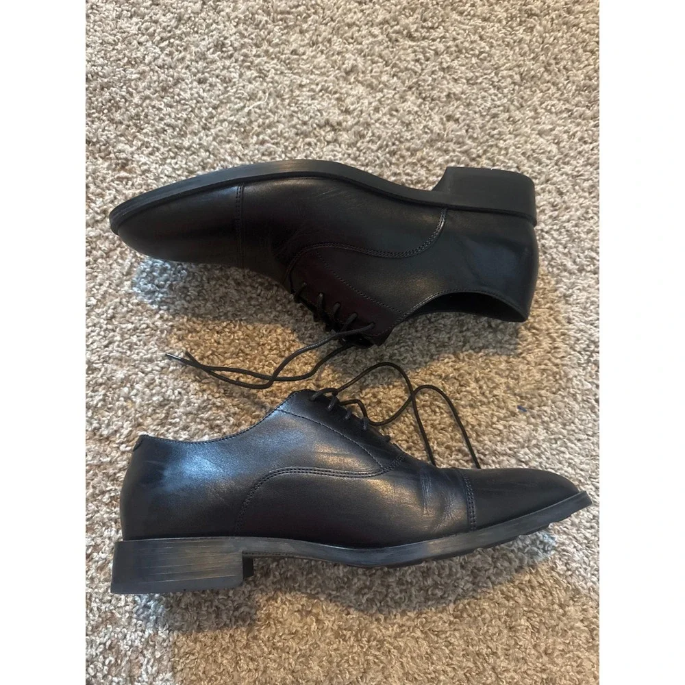 Cole Haan Grand Mens Black Leather Cap Toe Oxford Dress Shoes Lace Up
